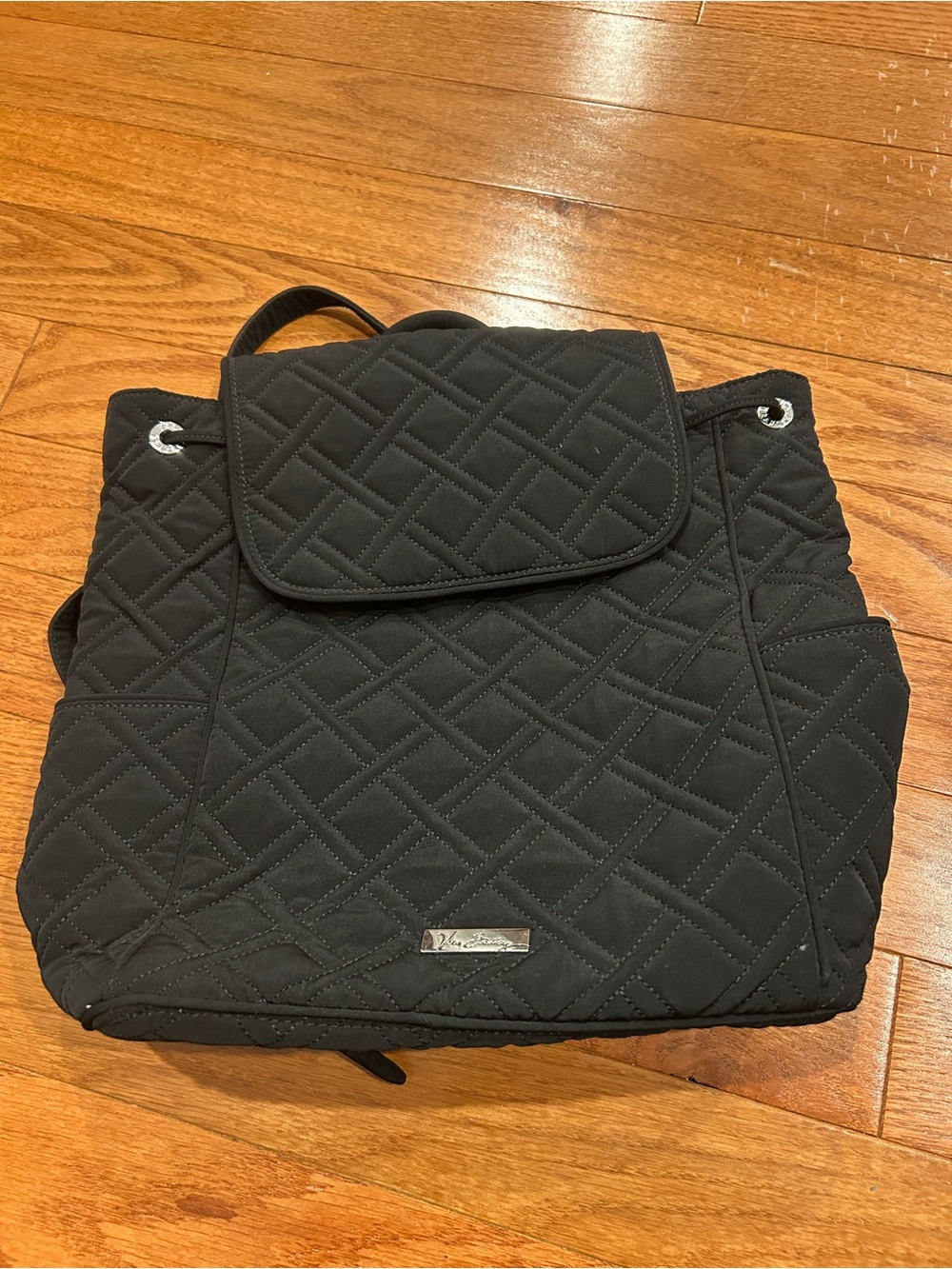Vera Bradley Black Quilted Drawstring Backpack